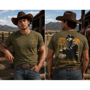 Yellowstone TV Show Rip Wheeler Graphic Tee Olive Green Mens XL 66-331-358 NWT